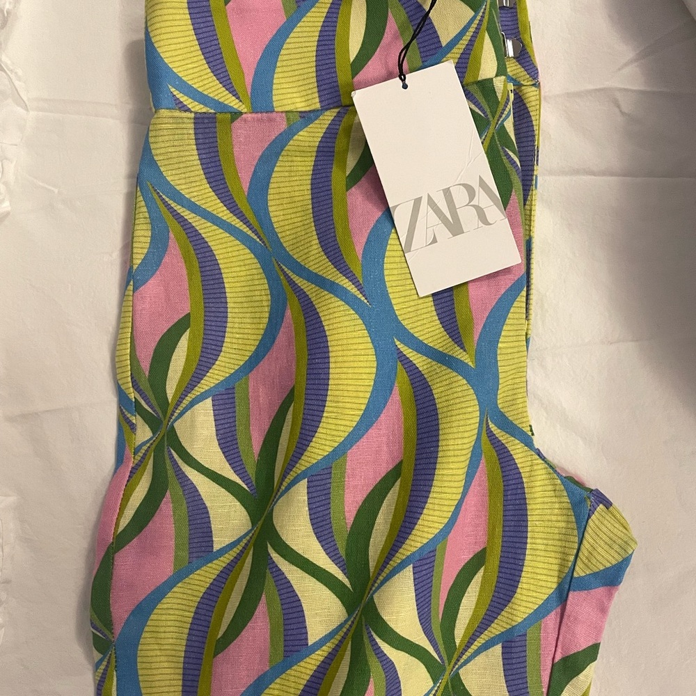 Zara Multicolor Retro Wave Print Jumpsuit - Pink, Blue, Green, Yellow